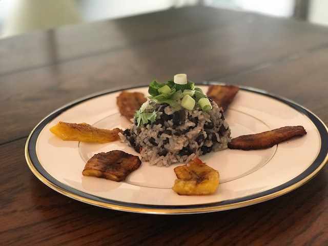 plated pinto gallo with plantains