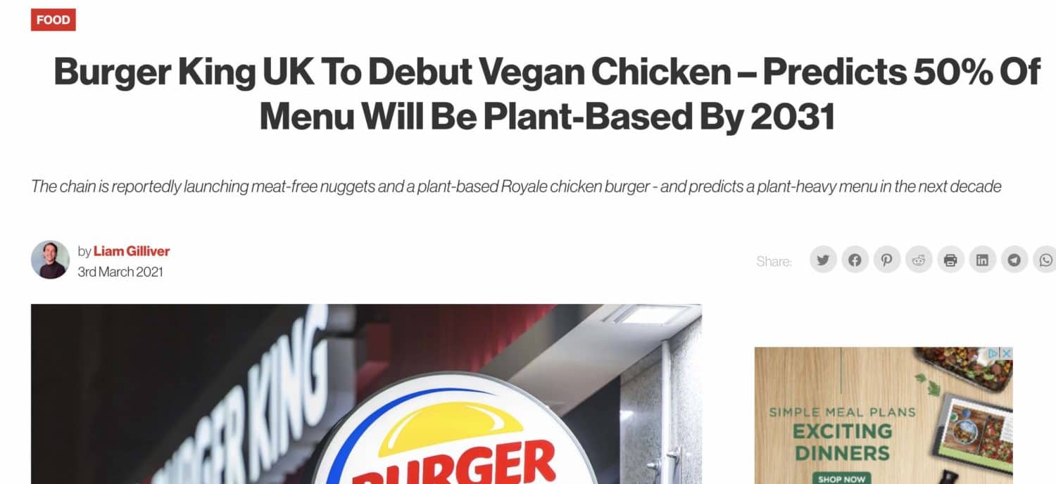 Burger King made headlines by saying it could be 50% plant-based by 2031.