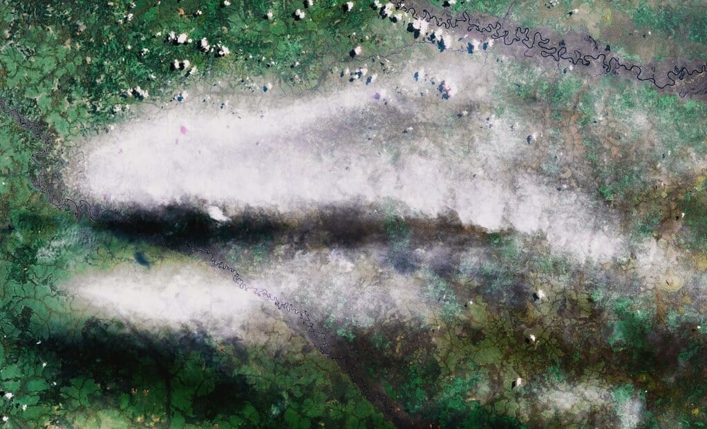 Satellite view of fires in the Amazon forest